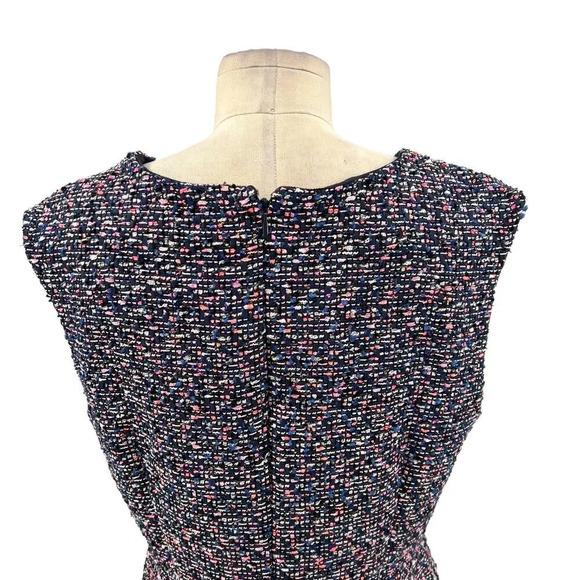 J. Crew A-line Dress in Confetti Tweed Navy Blue Pink Size 12 - Picture 6 of 15